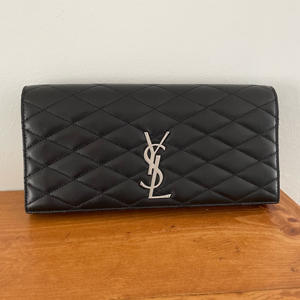 Saint Laurent Kate Black Leather Clutch